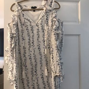 Aqua ruffle cut out shoulder dress